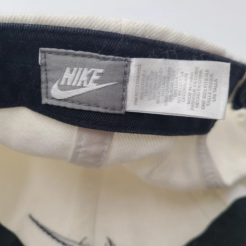 Nike Hat Adjustable Cream Black Swoosh Logo Casual Sports Cap Wool Blend Men
